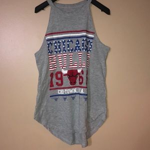 NBA Grey and Red American Flag Chicago Bulls Tank, Size Medium Women's